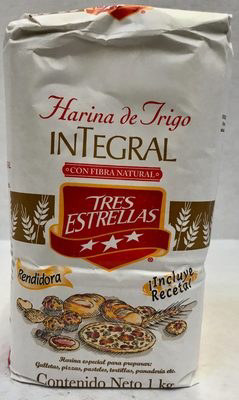 [7501069210018] HARINA DE TRIGO INTEGRAL 1KG TRES ESTRELLAS